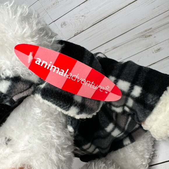 Animal Adventure 15" White Bear Black Plaid Winter Jacket Cap Plush Stuffed Toy - Picture 7 of 9